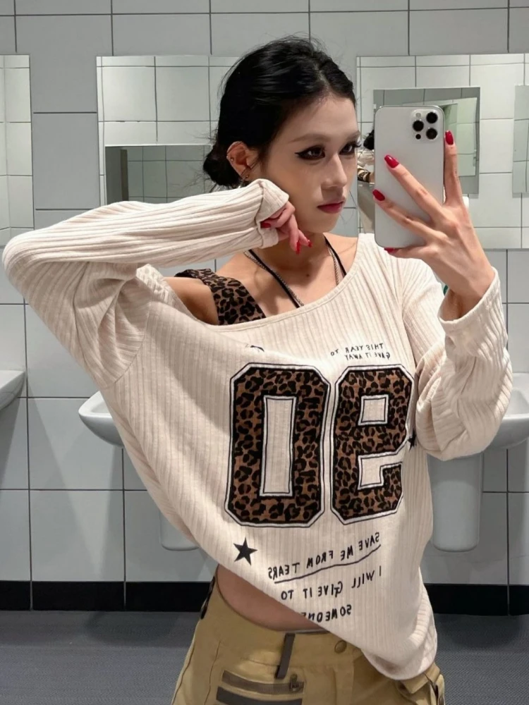 Женская футболка Y2K с леопард – обзор и цена Fashion Streetwear