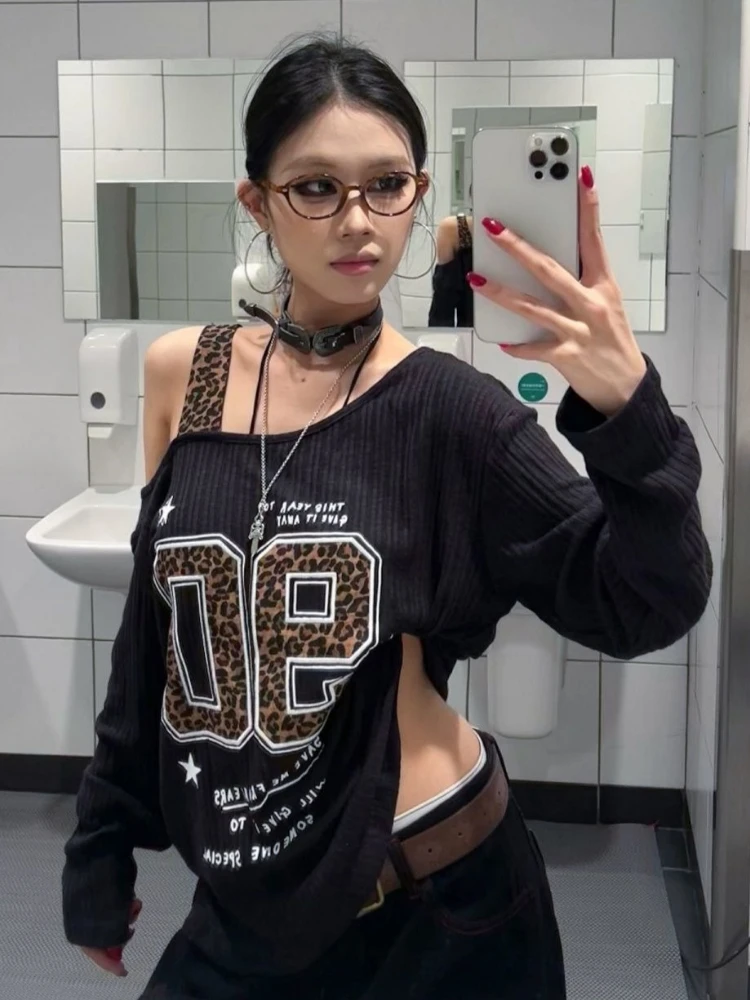 Женская футболка Y2K с леопард – обзор и цена Fashion Streetwear
